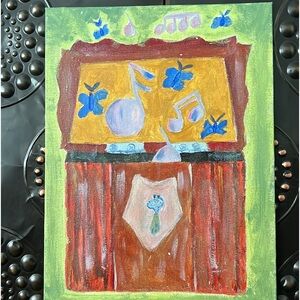 Original acrylic painting of a music box